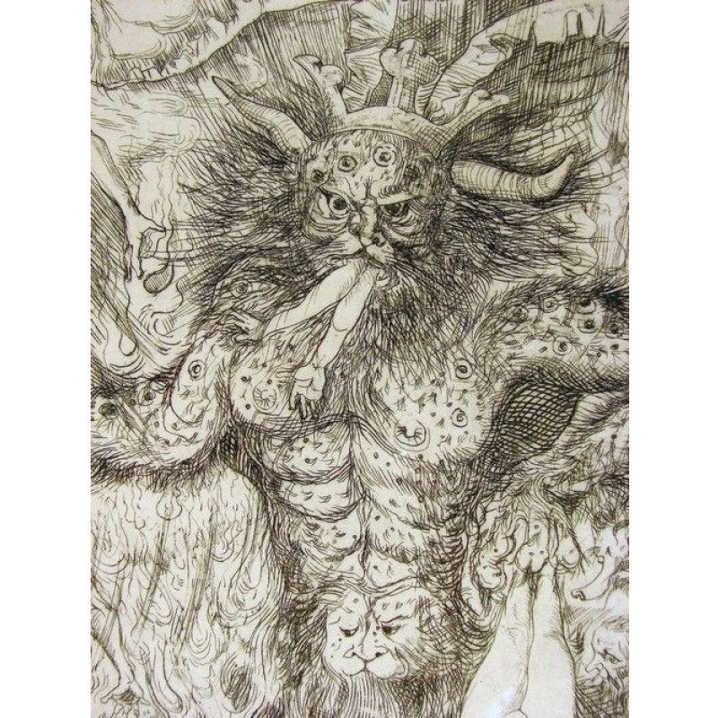 画像3: 藤田嗣治　大判リトグラフ額入り「黙示録」の部分・地獄図　４０×３２cm　