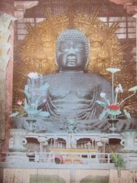 明治期 手彩色  古写真 ファサリ「奈良の大仏」　23、5×19cm　