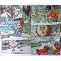 ビゴー絵葉書「王様の郊外休暇」６枚セット彩色袋入り