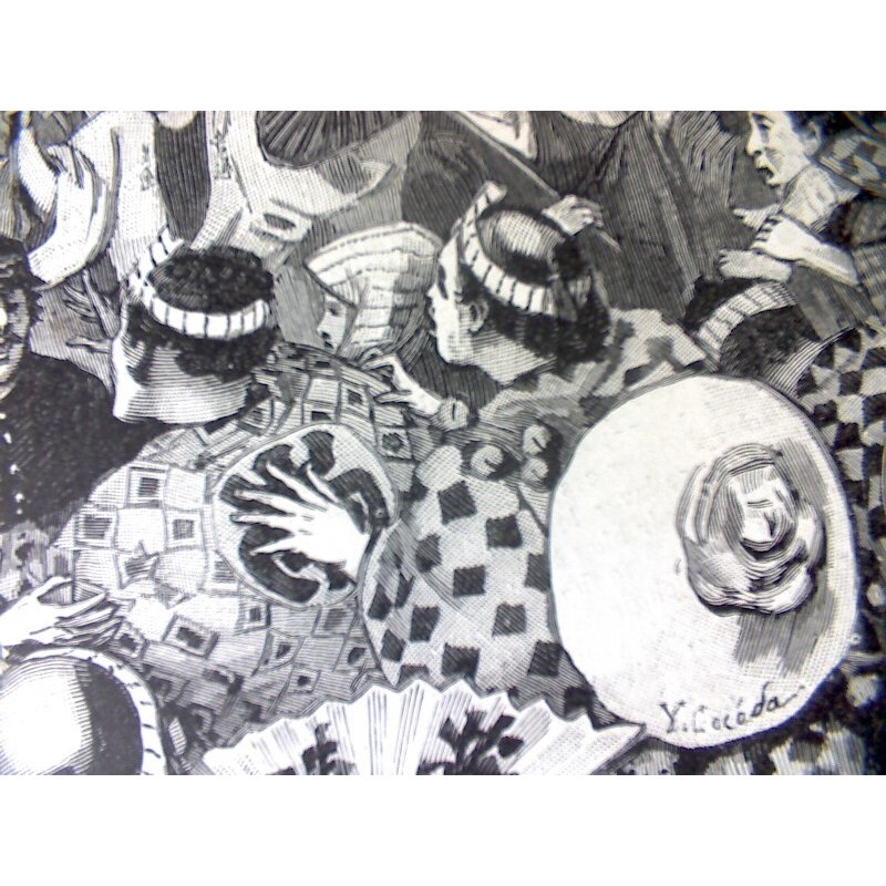 画像4: 明治写実画 「日本の祭」 五姓田義松 大型挿絵 明治18年(1885)  37.5×52cm