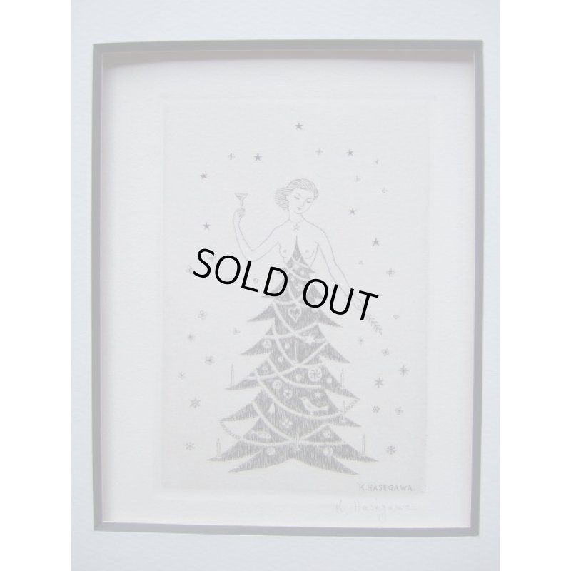 画像5: 長谷川潔・自筆年賀状　版画　「クリスマスの夕べ」　ビュラン　1954年　玲風書房カタログNo.614