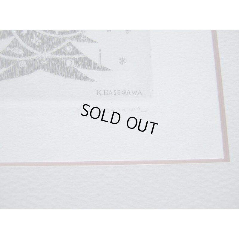 画像4: 長谷川潔・自筆年賀状　版画　「クリスマスの夕べ」　ビュラン　1954年　玲風書房カタログNo.614