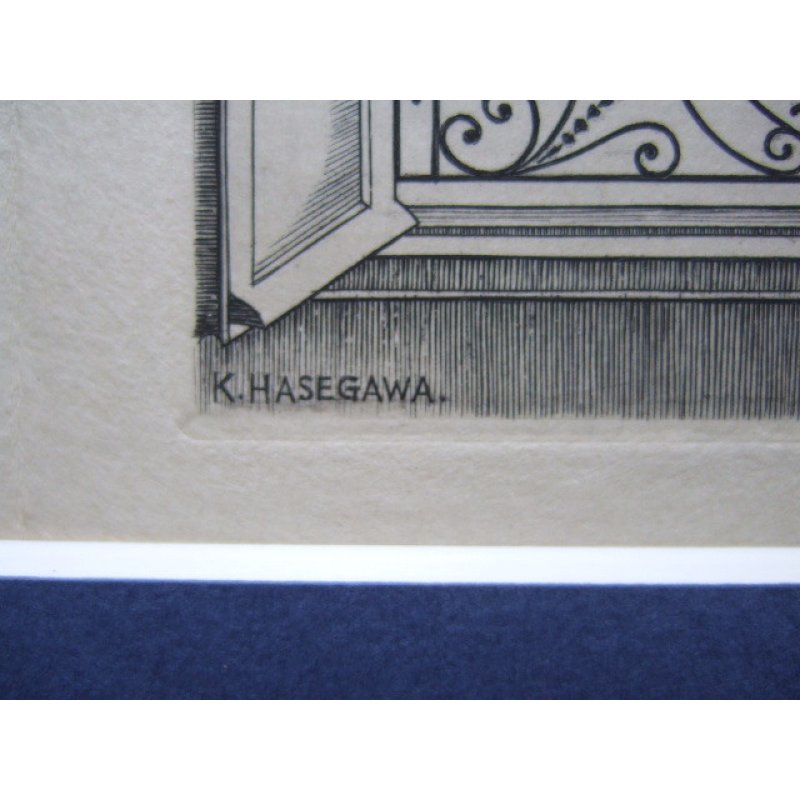 画像6: 長谷川潔 1952年度年賀状 版画 「開かれた窓と鳩」 ビュラン 玲風書房カタログNo.611