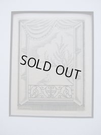 長谷川潔　1952年度年賀状　版画　「開かれた窓と鳩」　ビュラン　玲風書房カタログNo.611