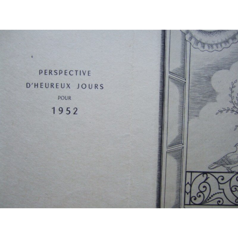 画像4: 長谷川潔 1952年度年賀状 版画 「開かれた窓と鳩」 ビュラン 玲風書房カタログNo.611