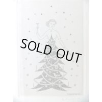 長谷川潔・自筆年賀状　版画　「クリスマスの夕べ」　ビュラン　1954年　玲風書房カタログNo.614