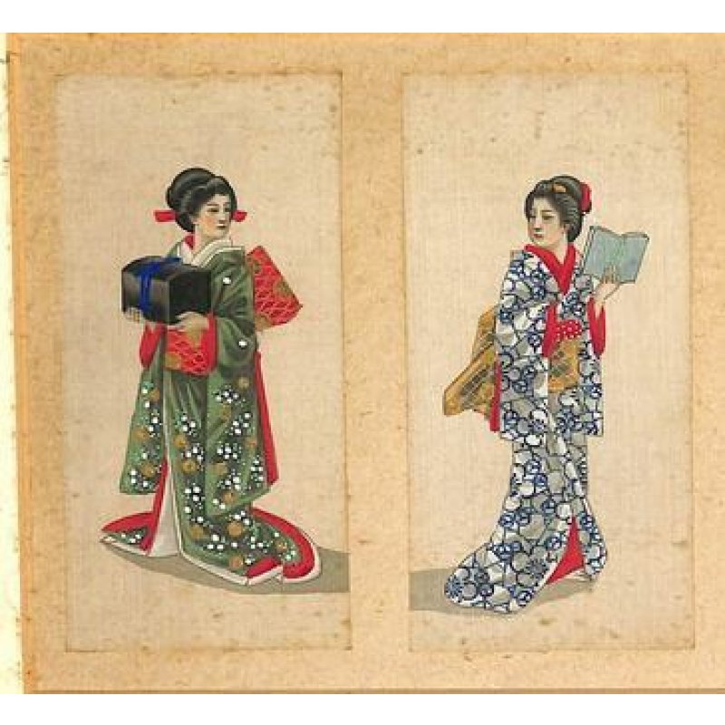 画像4: 明治写実画 ミニ版人物画12枚 4枚づつ額入り3点セット