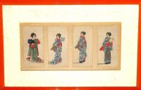 明治写実画　ミニ版人物画12枚　4枚づつ額入り３点セット　