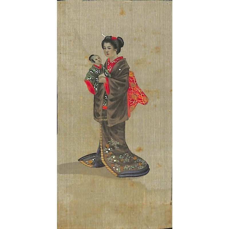 画像4: 明治写実画 五姓田工房・絹本彩色・小型人物画2点 明治22年頃 岩崎コレクション