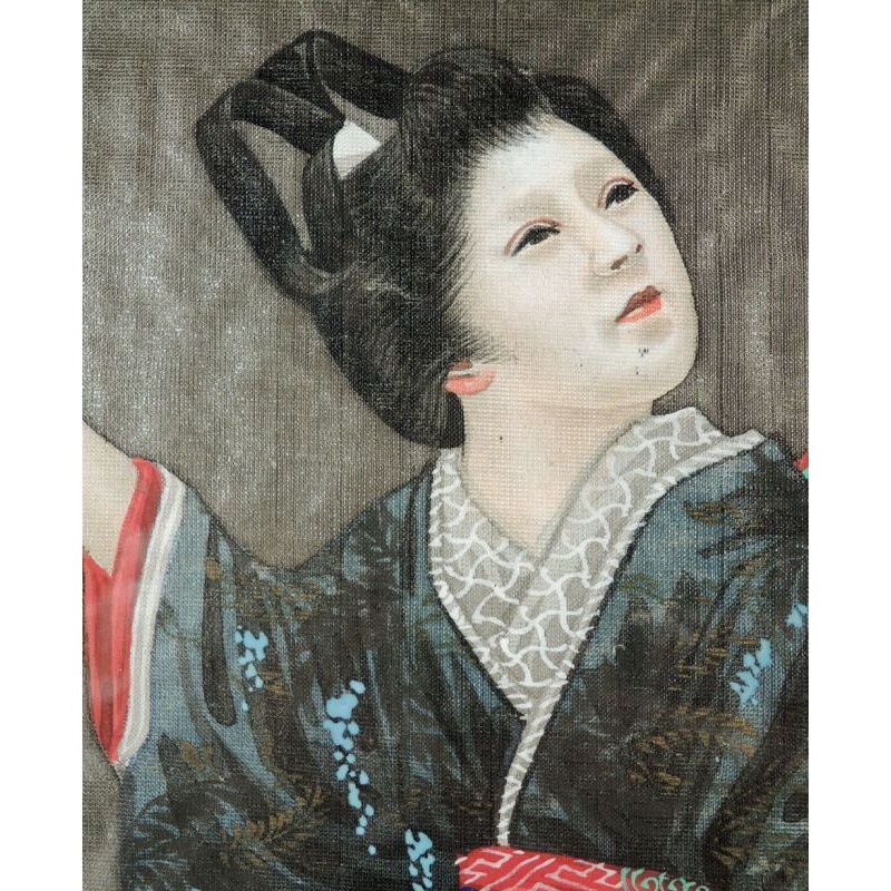 画像6: 明治写実画 小型・額入り「姫君と侍女(仮題)」 31×19cm