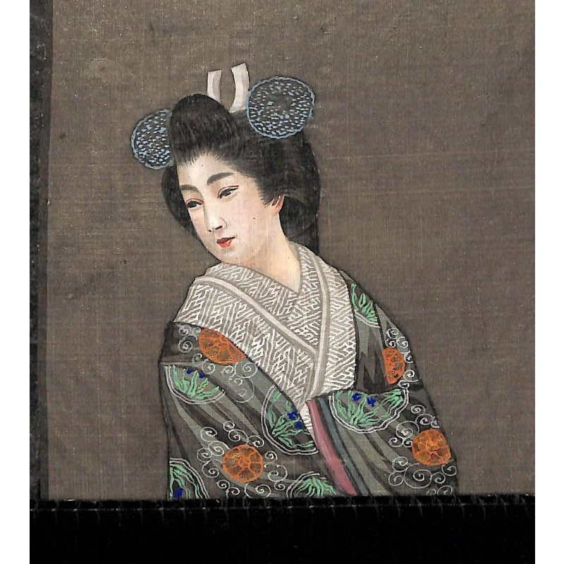 画像3: 明治写実画 小型・額入り「姫君と侍女(仮題)」 31×19cm