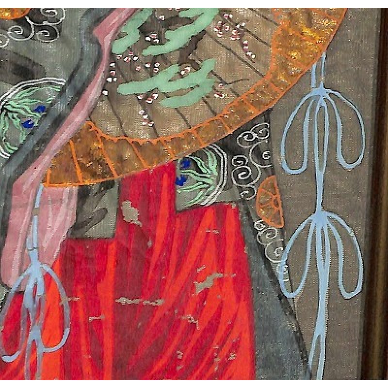 画像8: 明治写実画 小型・額入り「姫君と侍女(仮題)」 31×19cm