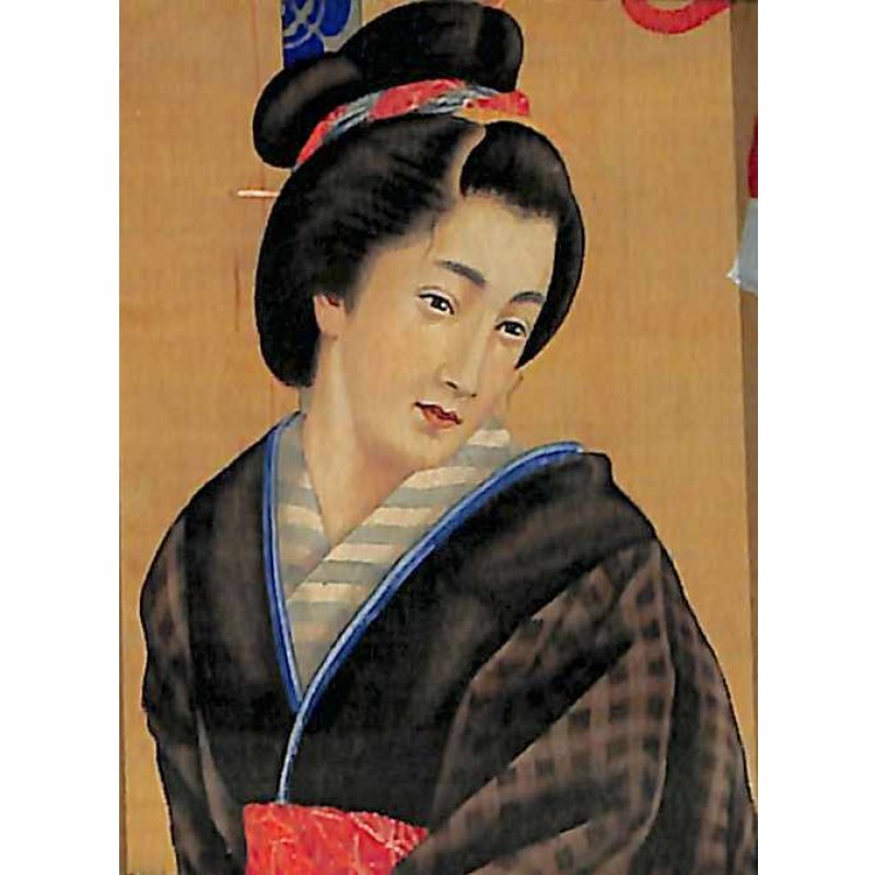 画像10: 明治写実画 小型・額入り「姫君と侍女(仮題)」 31×19cm
