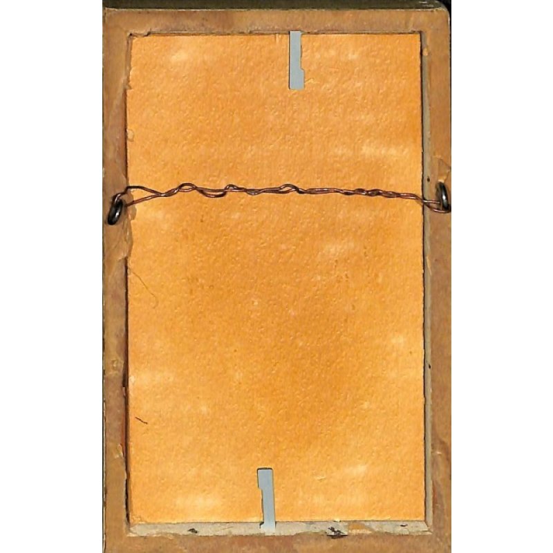 画像6: 明治写実画 ミニ絹絵「凧揚げ」「油屋 」 10×6cm 額入り2点セット