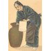 画像2: 明治写実画　ミニ絹絵「凧揚げ」「油屋　」　10×６cm　額入り２点セット (2)