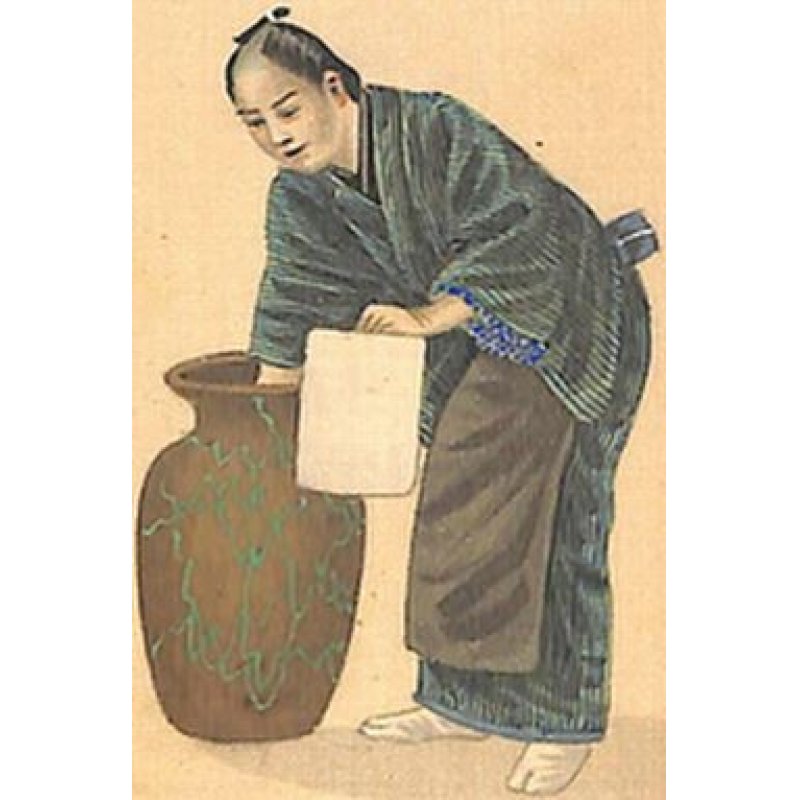 画像2: 明治写実画　ミニ絹絵「凧揚げ」「油屋　」　10×６cm　額入り２点セット