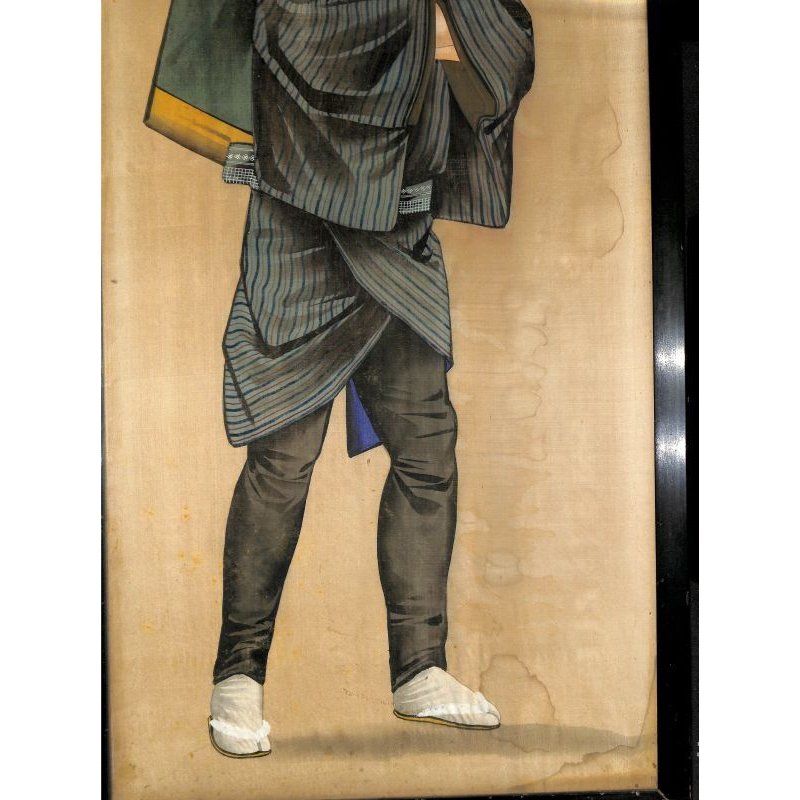 画像4: 明治写実画　大型絹絵・職人シリーズ「行商人」（仮題）　額入り　76×31cm　額79.5×35cm