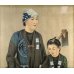 画像2: 明治写実画・大型絹絵・職人シリーズ「植木屋」（仮題）　額入り　76×31cm　額79.5×35cm (2)
