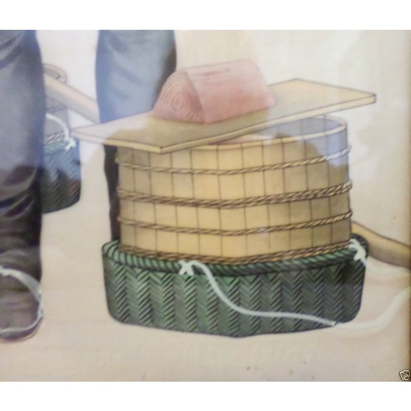 画像5: 明治写実画・大型絹絵・職人シリーズ「魚屋」(仮題) 76×31cm 額79.5×35cm