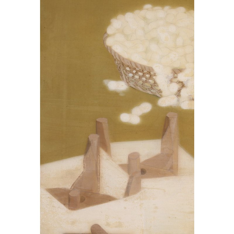 画像9: 明治写実画 絹本彩色・大作 「座繰りの娘(仮題)」 渡辺幽香 172 x 86 軸装220 x 105