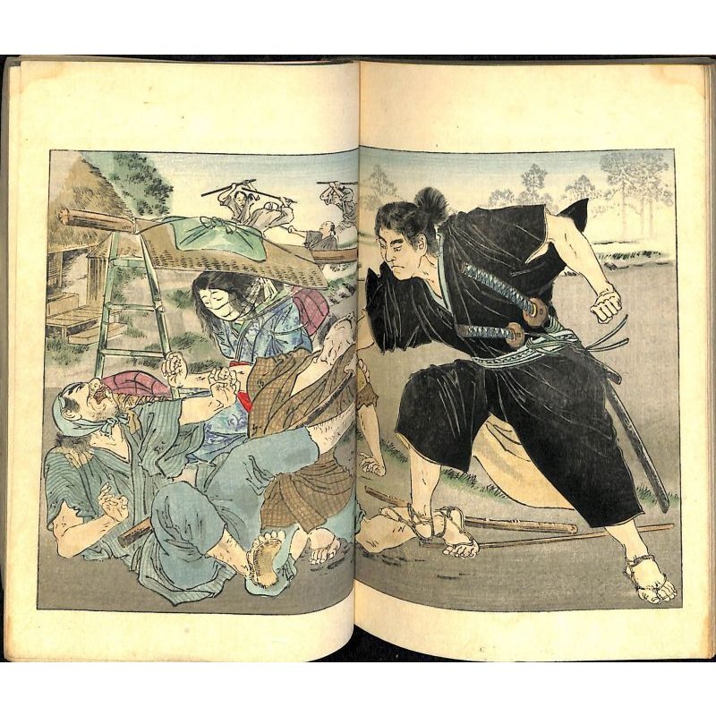 画像3: 平紙本・「往古の日本(Japan in Days of Yore)」 挿絵入り袋綴本4冊セット W.デニング(Dening)