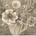 画像2: 長谷川潔 版画（アクアタント）　「切子グラスに挿したアネモネと草花」　用紙i38×28　版画25×18cm (2)