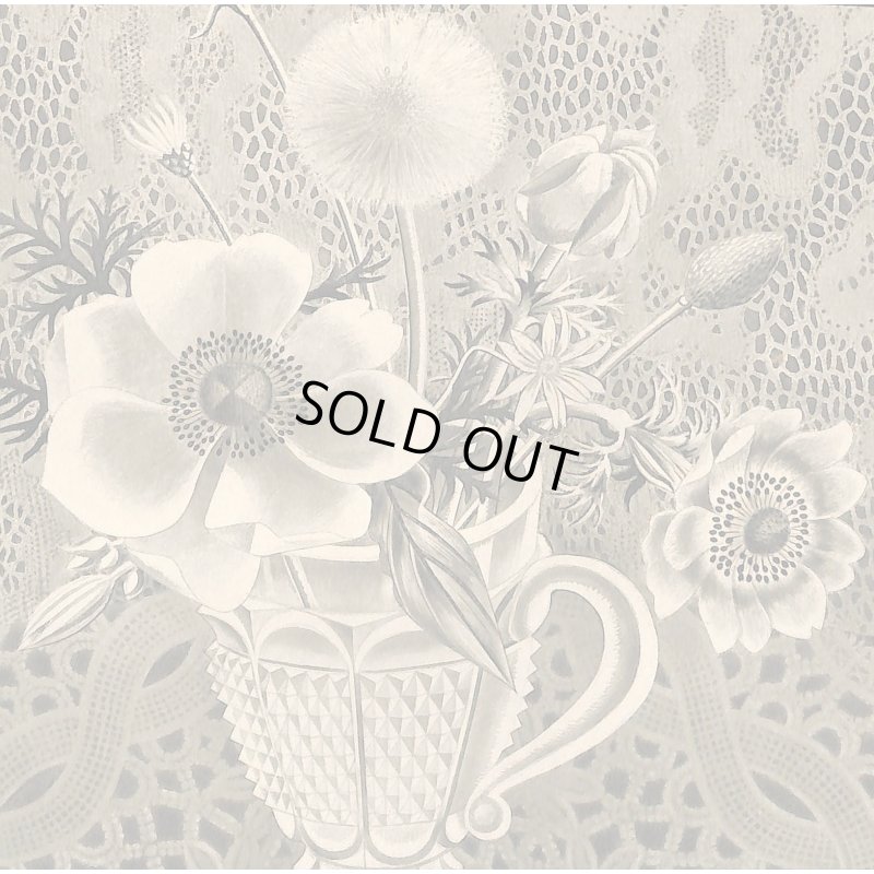 画像2: 長谷川潔 版画（アクアタント）　「切子グラスに挿したアネモネと草花」　用紙i38×28　版画25×18cm