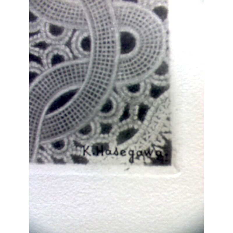 画像6: 長谷川潔 版画(アクアタント) 「切子グラスに挿したアネモネと草花」 用紙i38×28 版画25×18cm