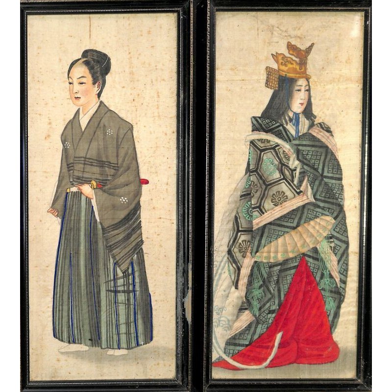 画像6:  明治写実画・小型11点セット 額入り 30×12cm、 32×14cm