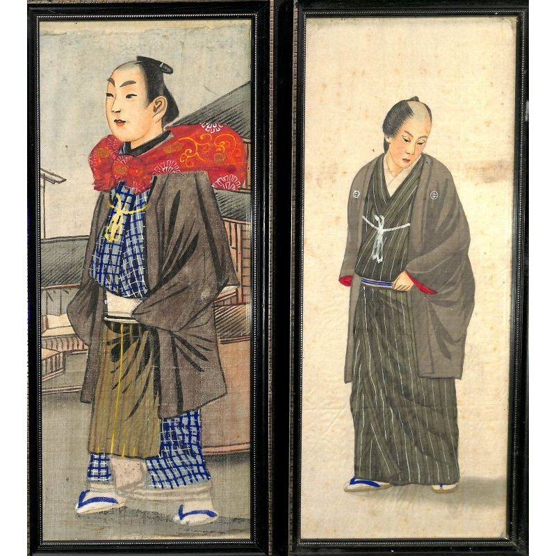 画像4:  明治写実画・小型11点セット 額入り 30×12cm、 32×14cm