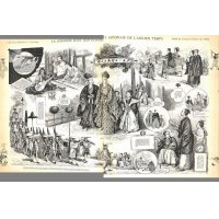 明治写実画　「大名一日間起居之図」　五姓田義松　1884年　フランス雑誌大型挿絵　36×52cm