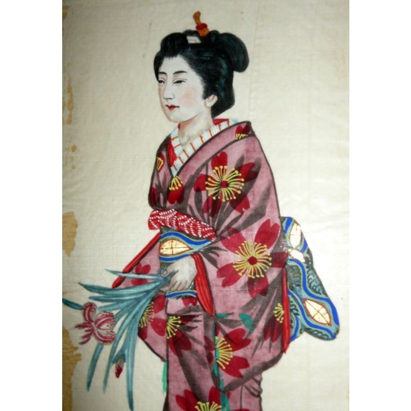 画像7: 明治写実画 (五姓田派 )小型 34×14cm 4枚セット