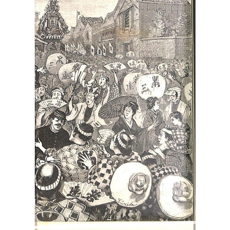 画像6: 明治写実画 「日本の祭」 五姓田義松 大型挿絵 明治18年(1885)  37.5×52cm