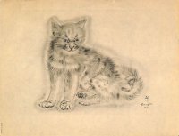 藤田嗣治　エッチング（銅版画）　猫（アラシェル）　1929年　「A Book of Cats」より。1929年　用紙（Jａｐａｎｅｓｅ　ｖｅｌｌｕｍ）32.4×25.1cm　銅版26×20cm