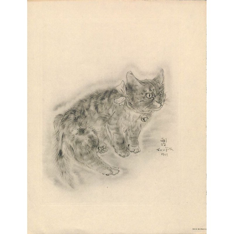 画像1: 藤田嗣治　エッチング（銅版画）　猫（ソミレス）　1929年「A Book of Cats」より。　用紙（Ａｒｃｈｅｓ　ｐａｐｅｒ）32.4×24.9cm　銅版26×20cm　
