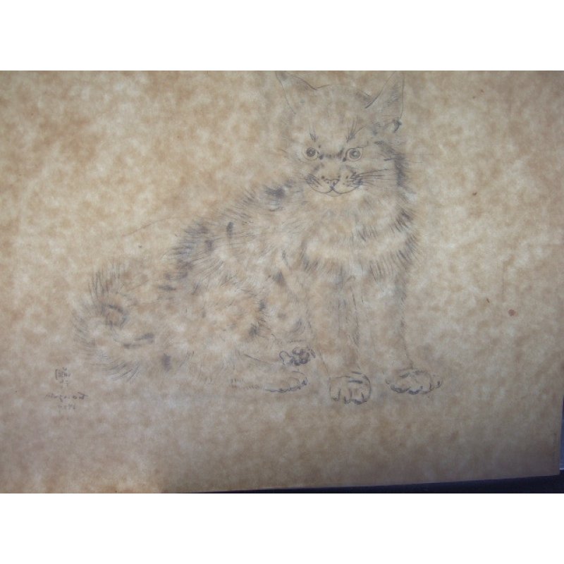 画像9: 藤田嗣治 エッチング(銅版画) 猫(アラシェル) 1929年 「A Book of Cats」より。1929年 用紙(Japanese vellum)32.4×25.1cm 銅版26×20cm