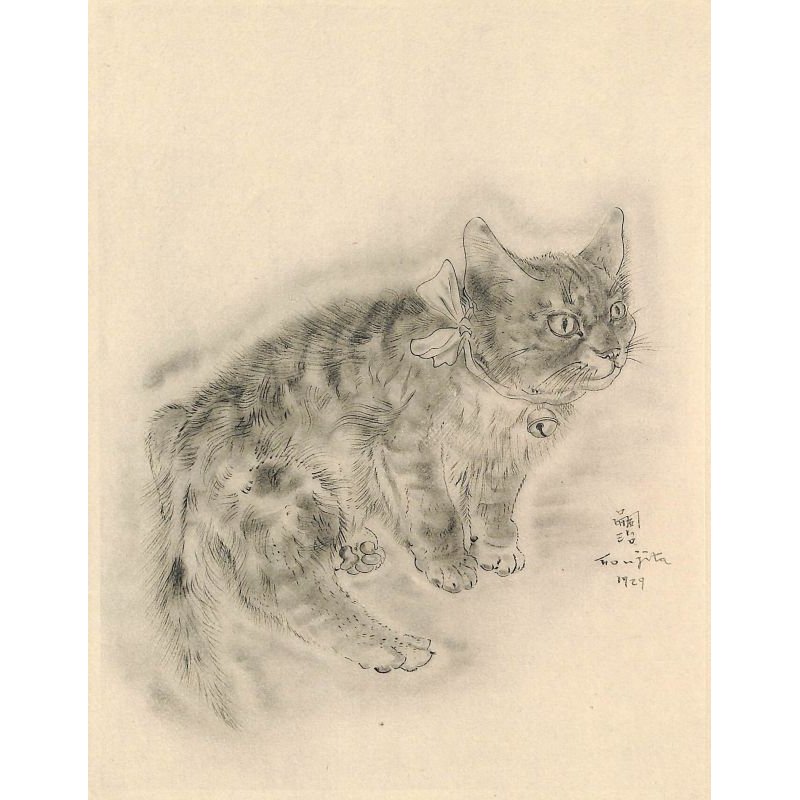 画像2: 藤田嗣治　エッチング（銅版画）　猫（ソミレス）　1929年「A Book of Cats」より。　用紙（Ａｒｃｈｅｓ　ｐａｐｅｒ）32.4×24.9cm　銅版26×20cm　