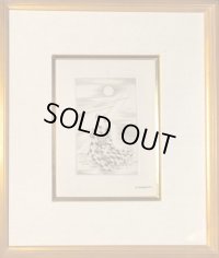 長谷川潔　銅版画「船と婦人」ドライポイント（ポワントセッシュ）　1930