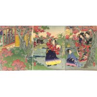 ちりめん絵 【国貞二代】「偽紫源氏姿　見たて八景の内晴嵐」