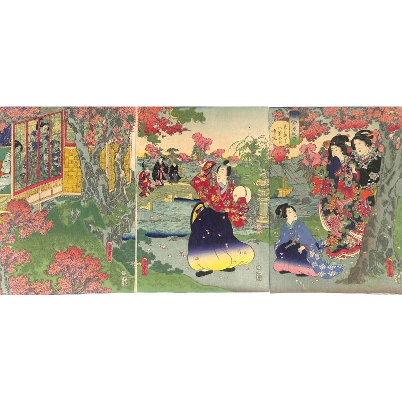 画像1: ちりめん絵 【国貞二代】「偽紫源氏姿　見たて八景の内晴嵐」