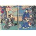 画像1: ちりめん絵 【国貞二代】1865年「吾妻源氏閨の花」二連作品 (1)