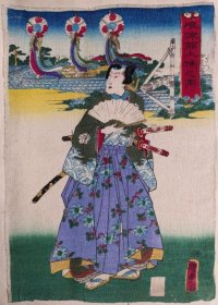 ちりめん絵 【国貞二代】「唯津館上棟之図」3枚続の右