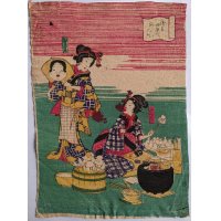 ちりめん絵 【国貞二代】「浅草田原町  福人形」