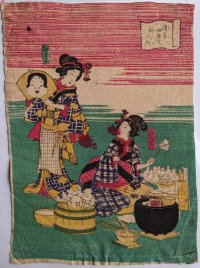 ちりめん絵 【国貞二代】「浅草田原町  福人形」