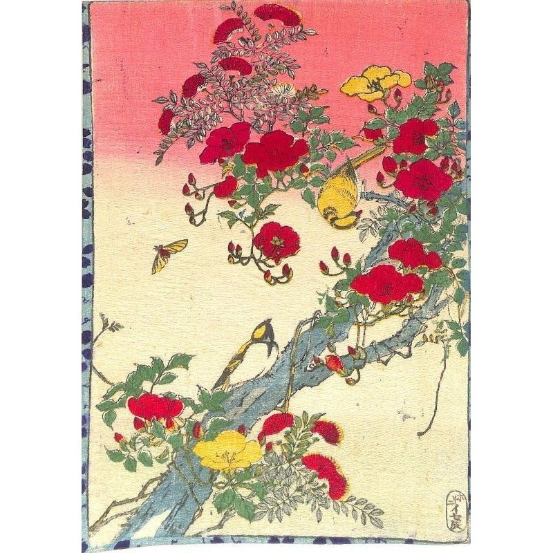画像1: ちりめん絵　無題  ( 花鳥画　11)　イセ辰版