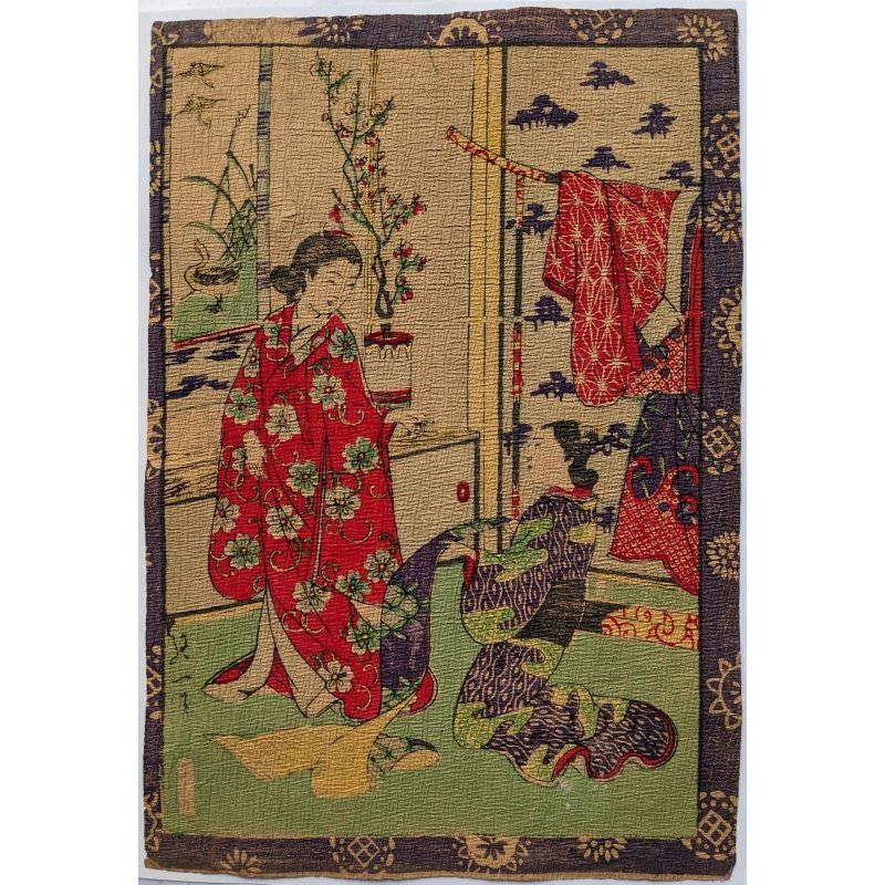 画像1: ちりめん絵 【延一】 無題（娘二人着物選び）