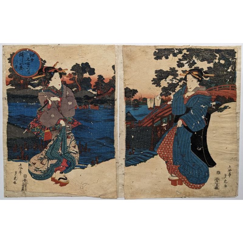 ちりめん絵 【貞虎】 「江戸名所の内嬉しの森」 - 明治豊文堂
