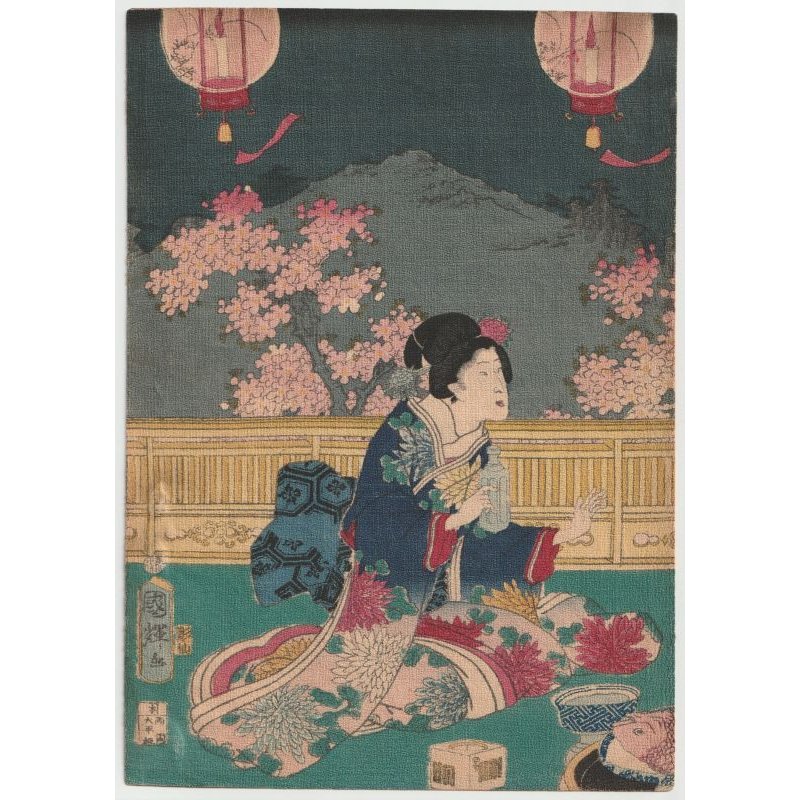 画像2: ちりめん絵 【国輝】 「花尽東源氏之内　桜」
