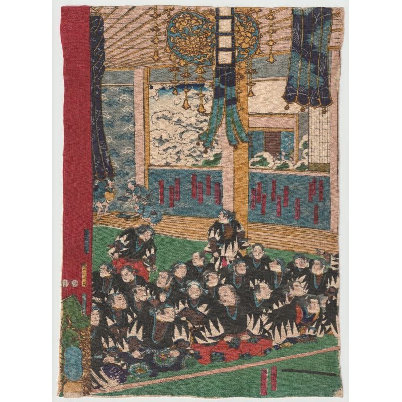 画像3: ちりめん絵【国芳】「大星良金を始め四十余人の義士　本意を達し万昌山円覚寺引取焼香図」（3枚続のうち左と中）