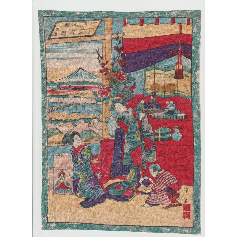 画像1: ちりめん絵　薈谷「十二ヶ月之内 三月雛遊び 」